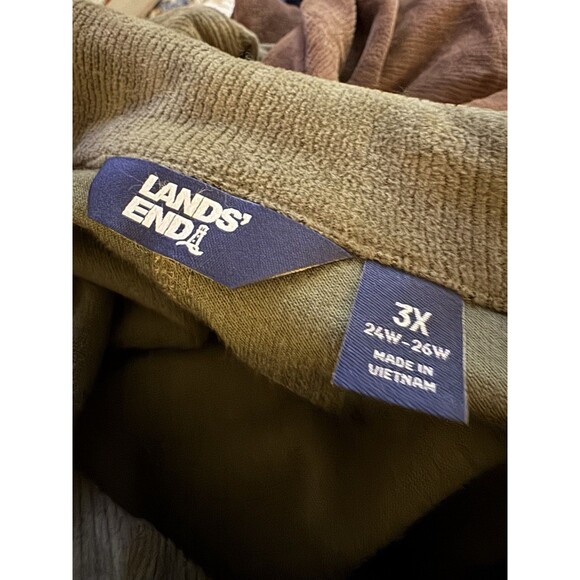 Lands End Soft Corduroy Button Up Shirt Jacket Chore Shacket 2X Pockets Green - Picture 2 of 6